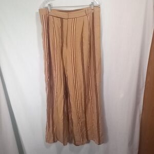 Worthington Multi Striped Linen Blend Wide Leg Pants Size 16